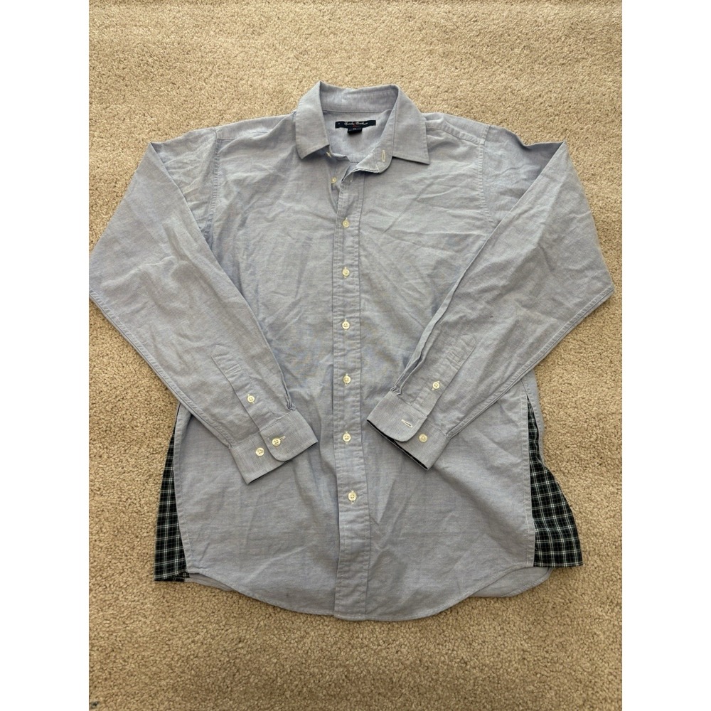 Brooks Brothers Fleece Long Sleeve Blue Button Down Shirt Size XL
